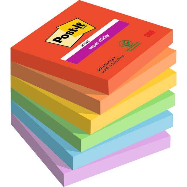 Post-it Haftnotiz 654-6SS-PLAY 76x76mm 90Blatt 6St.-4
