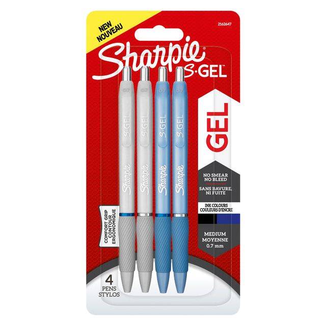 SHARPIE - Gelschreiber S-Gel 0.7mm 4 Stück Schwrz+Blau Fashion Blister-4