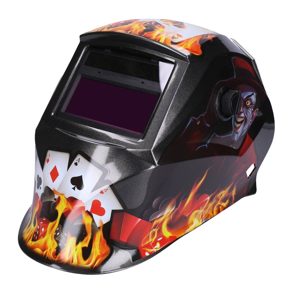 TP Automatik Solar Schweißhelm mit UV-Schutz, auto Verdunkelung, Feuerhemmend, schnelle Schaltzeiten- Pokerface (1640-A)-0
