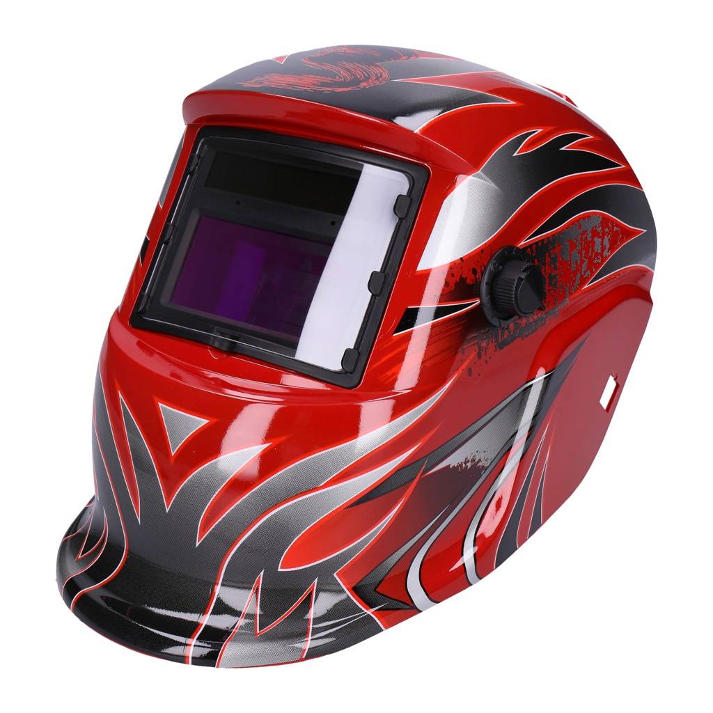 TP Automatik Solar Schweißhelm mit UV-Schutz, auto Verdunkelung, Feuerhemmend, schnelle Schaltzeiten- Red Head (1603-F)-0