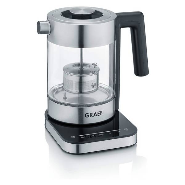 GRAEF - WK350EU Glas - Wasserkocher1 Liter Teesieb Touch-Display ed