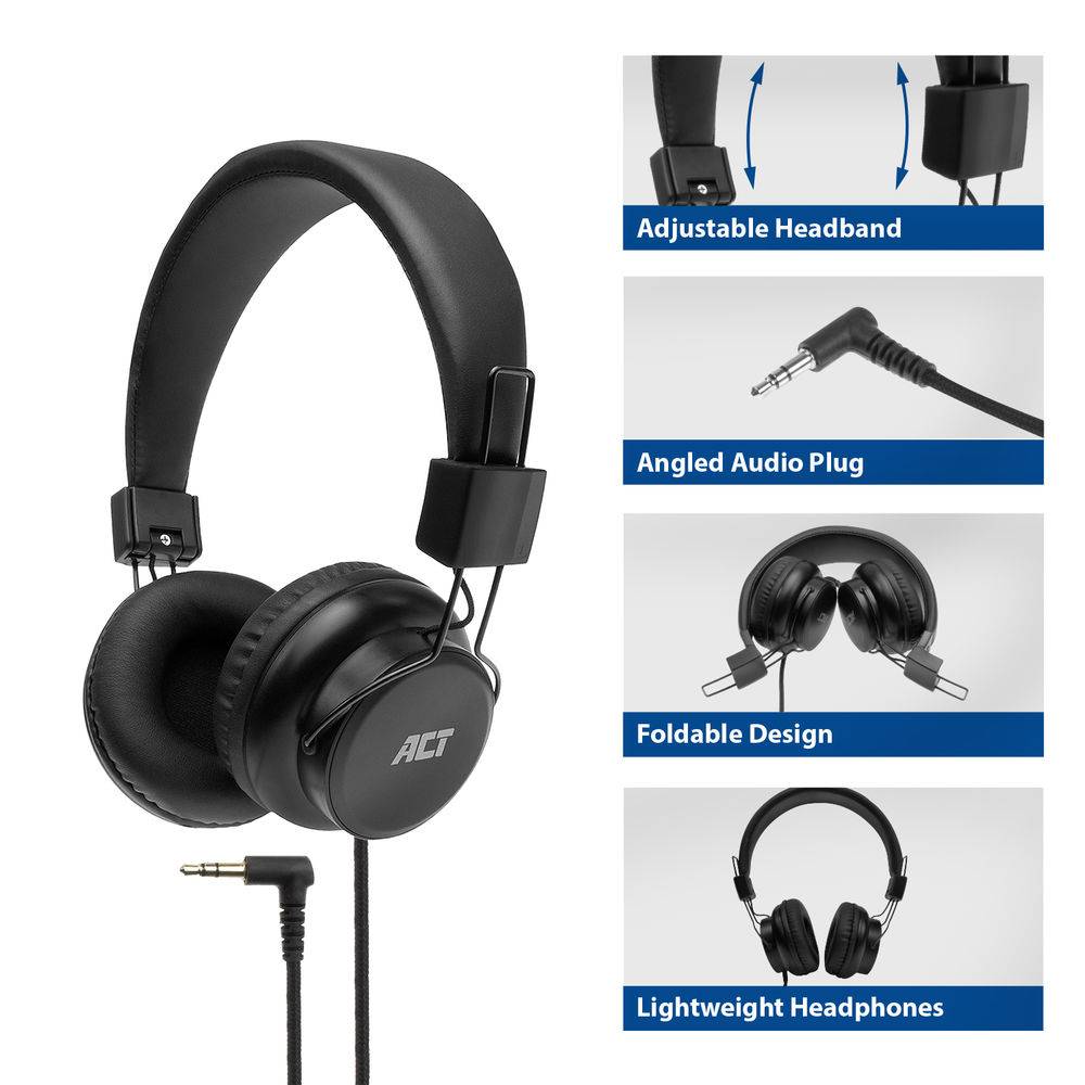 ACT AC9300 Kopfhörer | Stereo | faltbar | 3,5 mm Audiobuchse | Schwarz-2