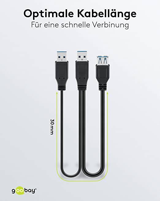 Goobay 95749 Dual USB Y Kabel Splitterkabel USB A 3.0 Stecker auf Buchse USB Weiche für externe Festplatte Schwarz 30 cm-2