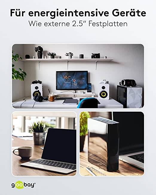 Goobay 95749 Dual USB Y Kabel Splitterkabel USB A 3.0 Stecker auf Buchse USB Weiche für externe Festplatte Schwarz 30 cm-4