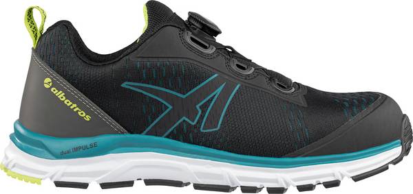 albatros ultraleichter Sicherheitsschuh AER55 IMPULSE BLACK BLUE QL LOW S1P ESD schwarz-blau Gr. 42
