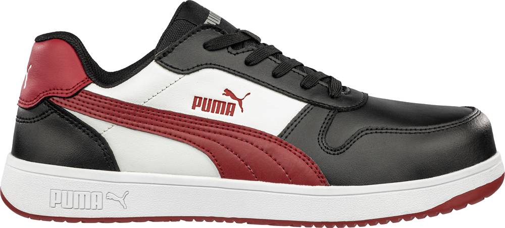 Puma sportlicher Sicherheitsschuh FRONTCOURT LOW S3L ESD schwarz/weiß/rot Gr. 39-0