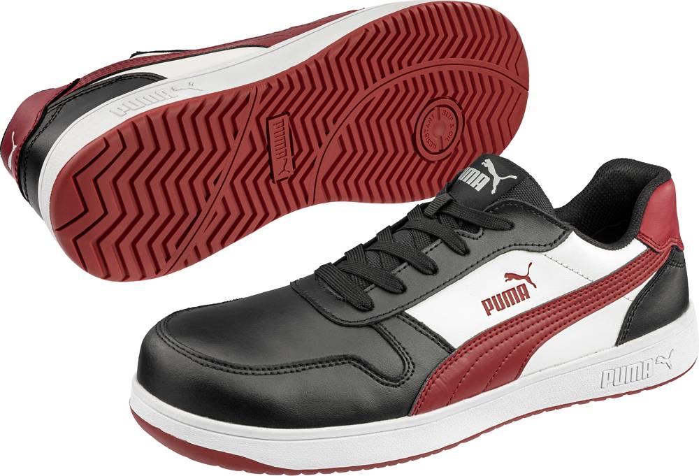Puma sportlicher Sicherheitsschuh FRONTCOURT LOW S3L ESD schwarz/weiß/rot Gr. 39-2