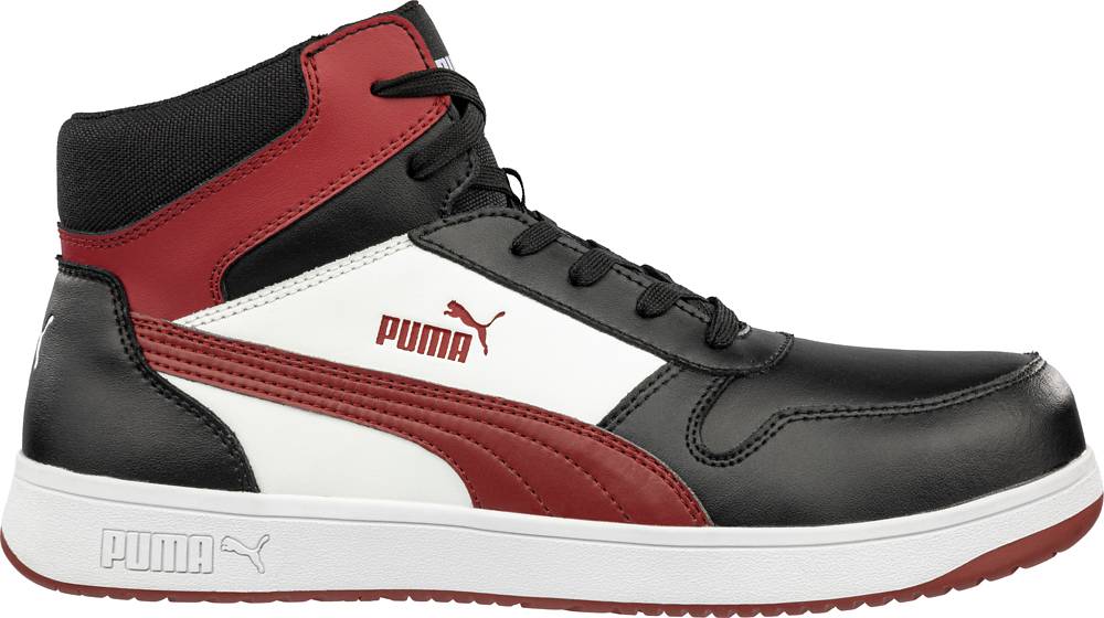 Puma sportlicher Sicherheitsschuh FRONTCOURT MID S3L ESD schwarz/weiß/rot Gr. 48