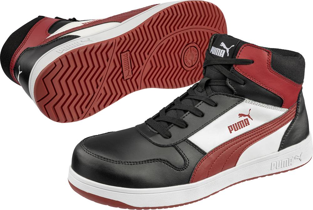 Puma sportlicher Sicherheitsschuh FRONTCOURT MID S3L ESD schwarz/weiß/rot Gr. 48-2