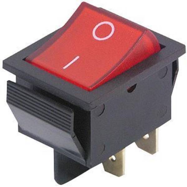 Wippenschalter McPower, 4-polig, beleuchtete Wippe, 250V/15A, Stellungen: EIN/AUS