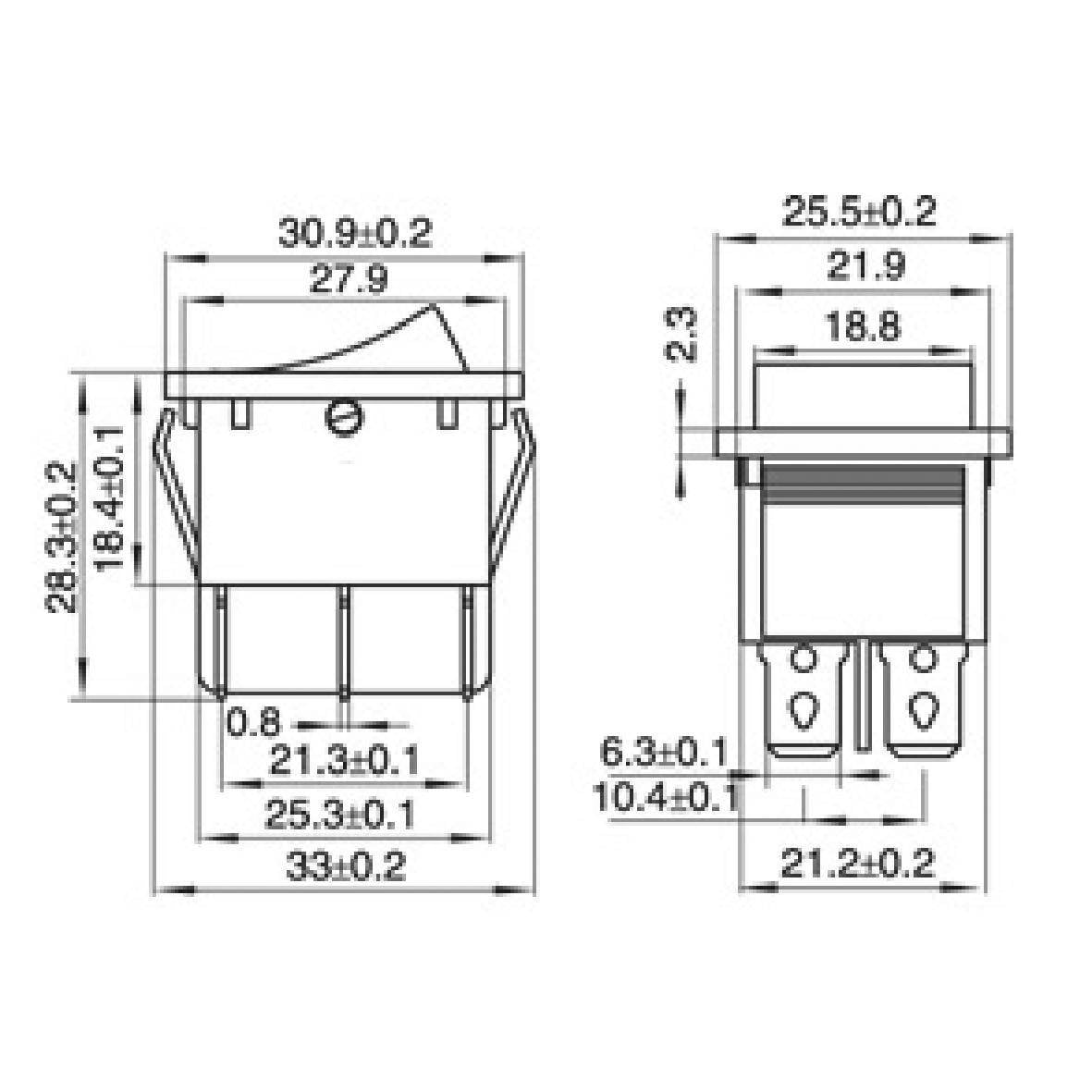 Wippenschalter McPower, 4-polig, beleuchtete Wippe, 250V/15A, Stellungen: EIN/AUS-1