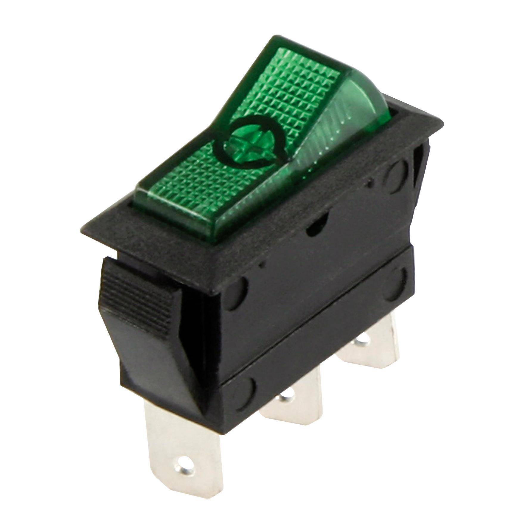 Kfz-Schalter McPower, 3-polig, 12V-250V/20A, grün, Stellungen: EIN/EIN-0