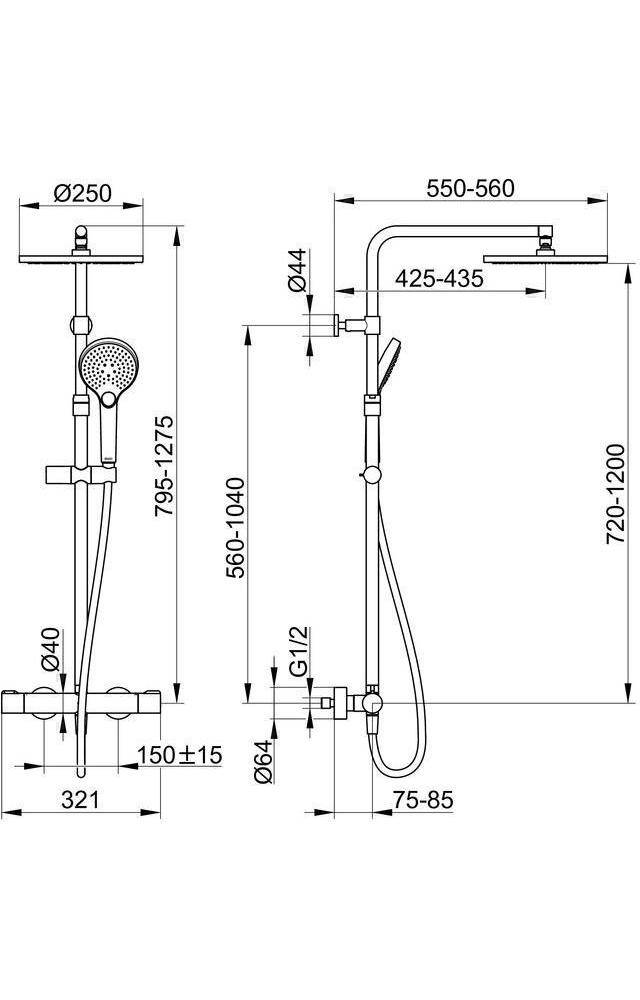 KEUCO Thermostat-Brausemischer PLAN BLUE AP, mit Kopfbrause schwarz-2