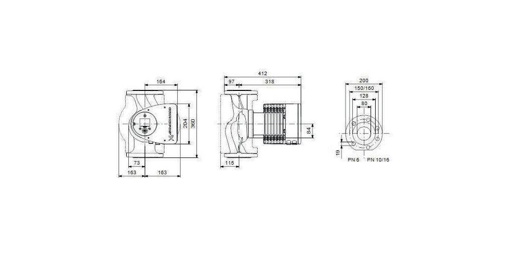 GRUNDFOS Elektr. geregelte Umwälzpumpe MAGNA3_80-120F PN6 360mm 1x230V DE-1