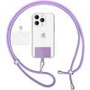 Universal Handykette zum Umhängen mit Pad & Karabiner-Haken für Smartphone Hülle Lila Bunt