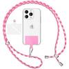 Universal Handykette zum Umhängen mit Pad & Karabiner-Haken für Smartphone Hülle Rosa Weiß