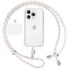 Universal Handykette zum Umhängen mit Pad & Karabiner-Haken für Smartphone Hülle Weiß Gold