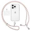 Universal Handykette zum Umhängen mit Pad & Karabiner-Haken für Smartphone Hülle Weiß Orange