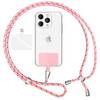 Universal Handykette zum Umhängen mit Pad & Karabiner-Haken für Smartphone Hülle Rosa Schwarz