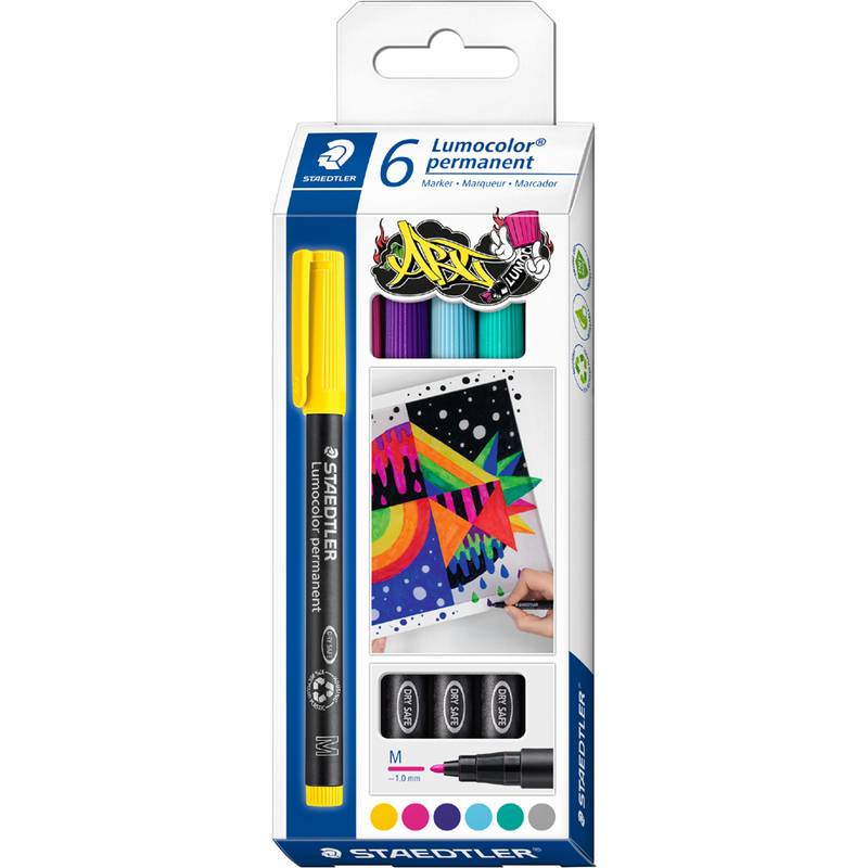 Lumocolor 317 - Marker - permanent - Gelb, Magenta, Grau, Türkis, Lila, Aqua Blu-0
