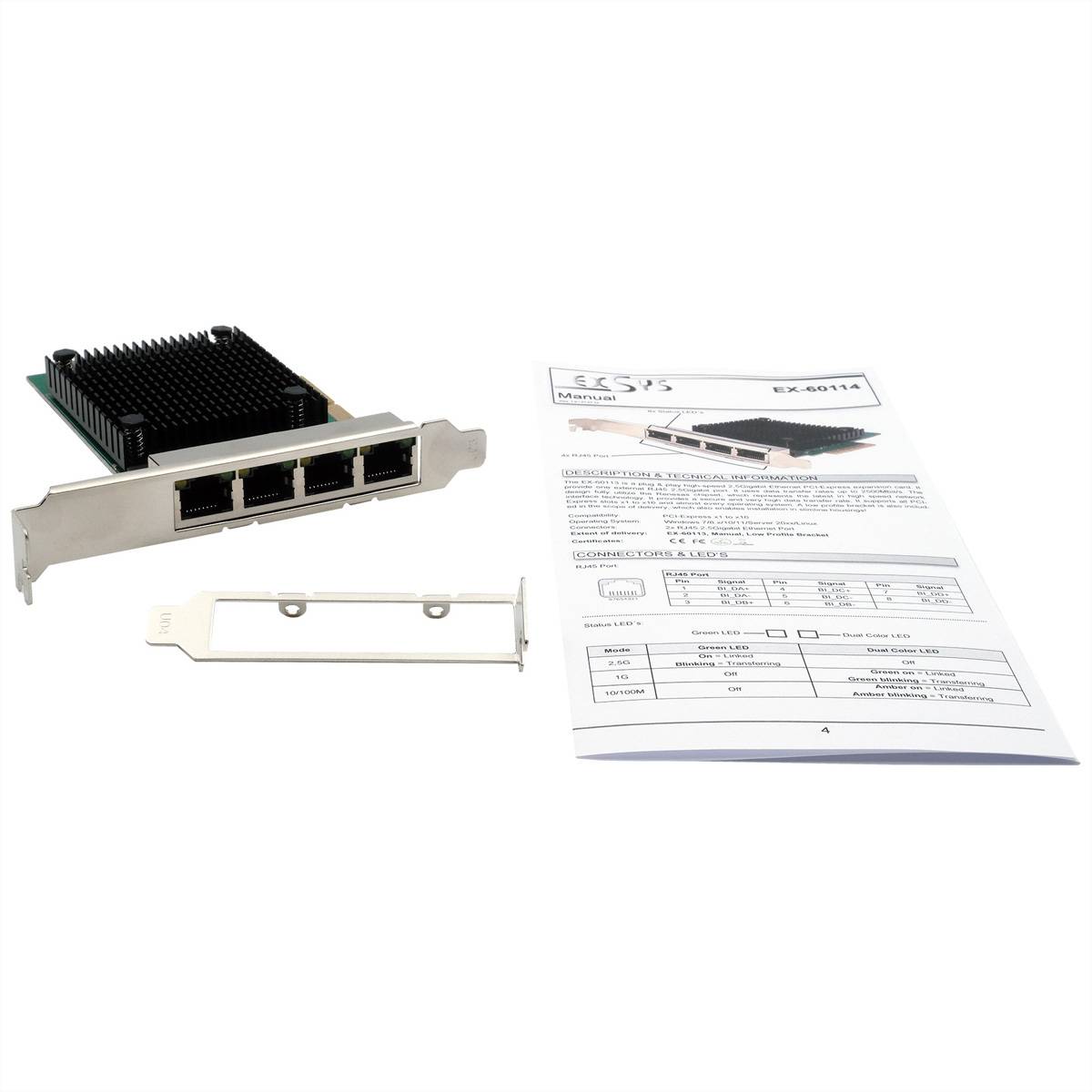 EXSYS EX-60114 4-Port 2.5Gigabit PCIe Netzwerkkarte-3