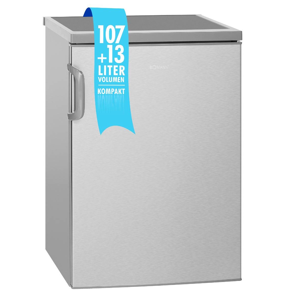 Bomann Kühlschrank KS 2194.1 Edelstahl-Optik, 120 Liter, LED-1