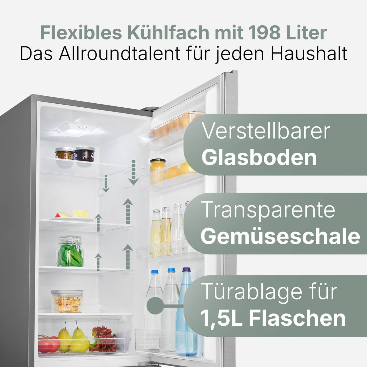 Bomann Kühl-/Gefrierkombination KG 184.2 Edelstahl-Optik, 269 L-2