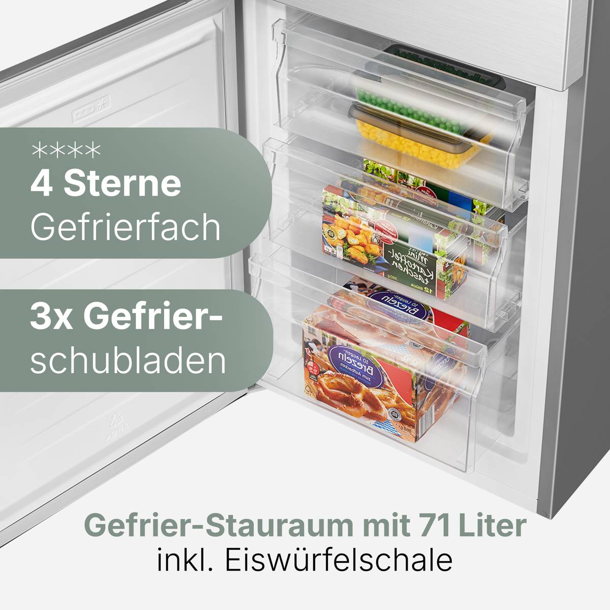 Bomann Kühl-/Gefrierkombination KG 184.2 Edelstahl-Optik, 269 L-3