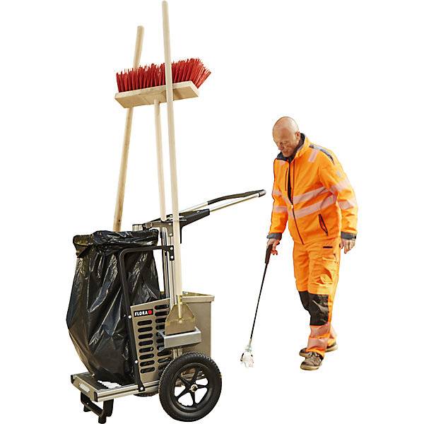 Abfallsammelwagen Picobello Mini mit fester Müllsackhalterung und Geräten HxBxL 1060 x 710 x 930 mm 120 l.-4