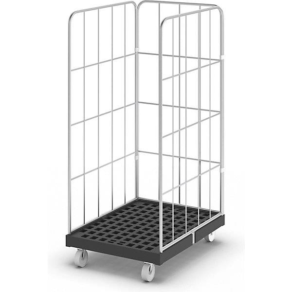 Rollbehälter mit Seitengitter 3-seitig schwarz / verzinkt. TAKKT Industrial & Packaging GmbH 74212049-0