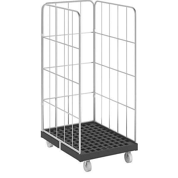 Rollbehälter mit Seitengitter 3-seitig schwarz / verzinkt. TAKKT Industrial & Packaging GmbH 74212049-1