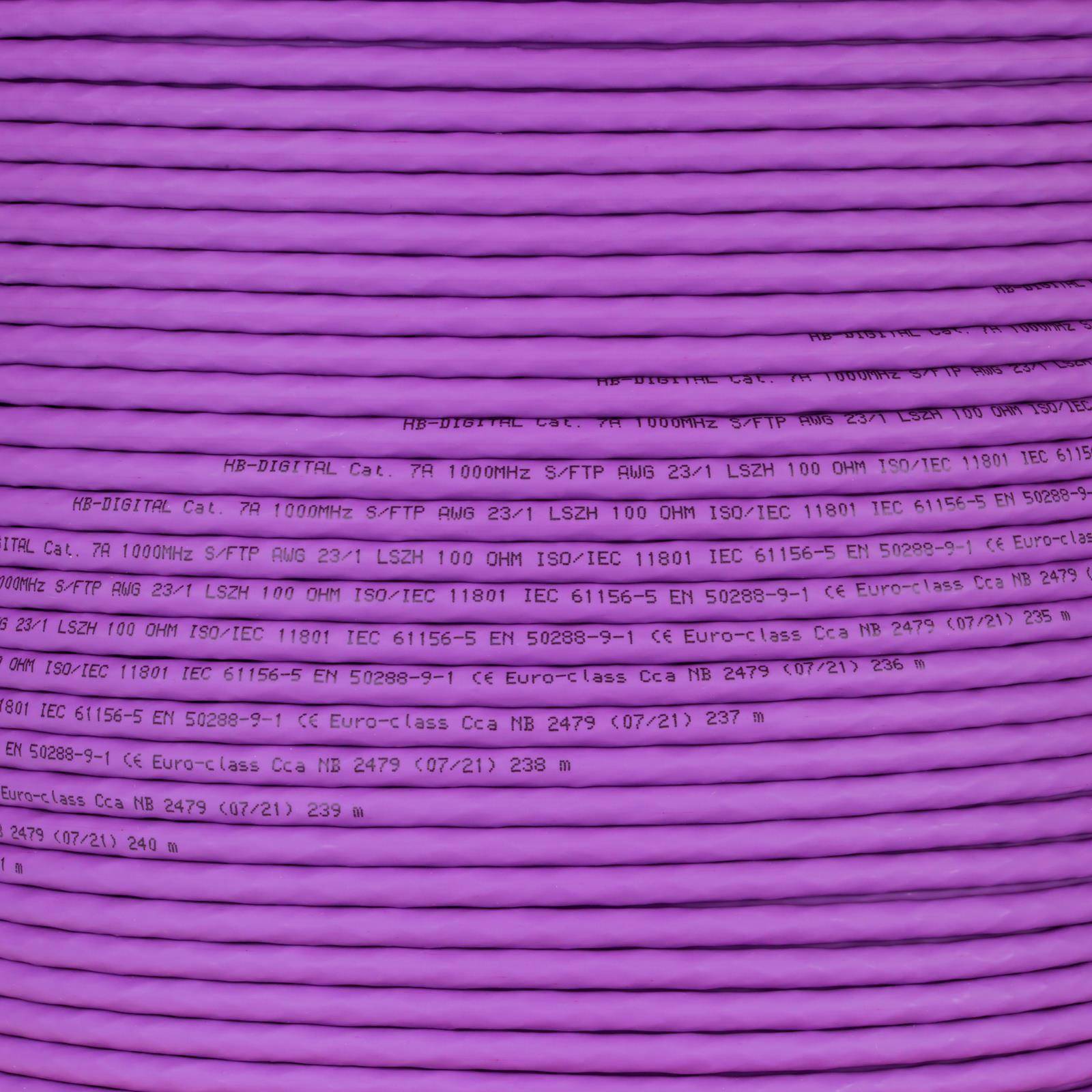 hb-digital Netzwerkkabel CAT 7a Verlegekabel 100m max.1200 MHz S/FTP AWG23 LSZH lila-4