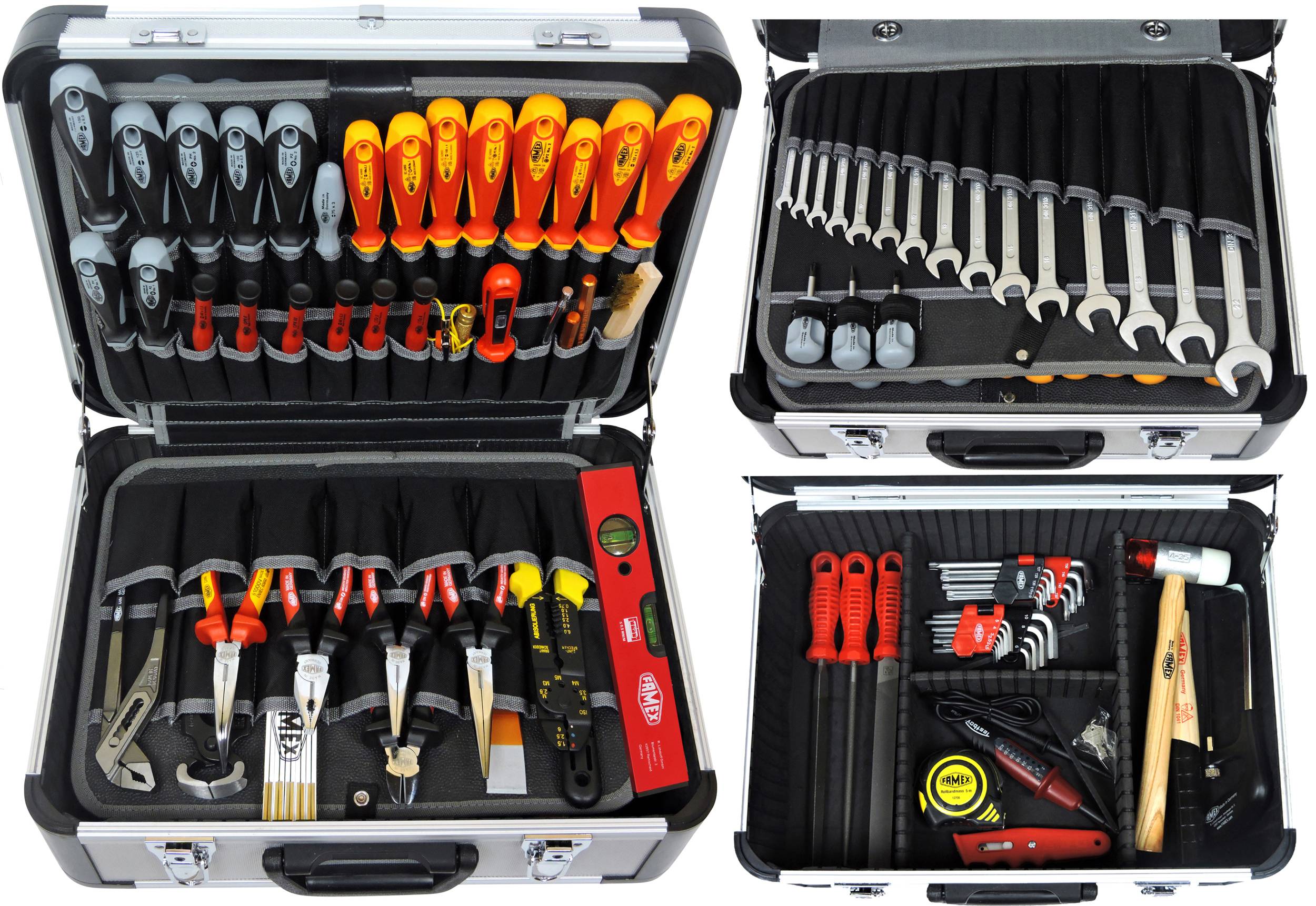 FAMEX 418-88 Profi Alu Werkzeugkoffer bestückt mit Werkzeug Set - PROFESSIONAL - 128-tlg.-0