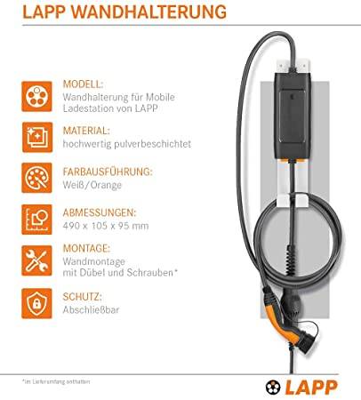 LAPP Mobility 64710 Wandhalterung Ladestation Basic & Universal Kabelhalter Wallbox Ladekabel Hybrid & E-Auto Halterung-1