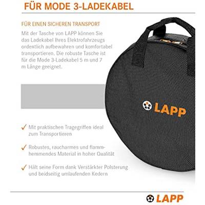 LAPP 64699 Kabeltasche für Mode 3 Ladekabel EV gepolsterte Tasche Kabel Organizer für Hybrid- & Elektroauto Schwarz-2