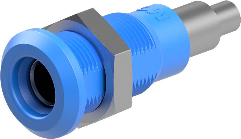 Stäubli LB4H-IE/N Einbaubuchse 4 mm vernickelt Lötanschluss blau-0