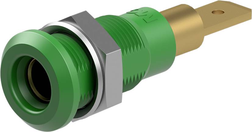Stäubli LB4H-IF/A Einbaubuchse 4 mm vergoldet Flachstecker grün-0