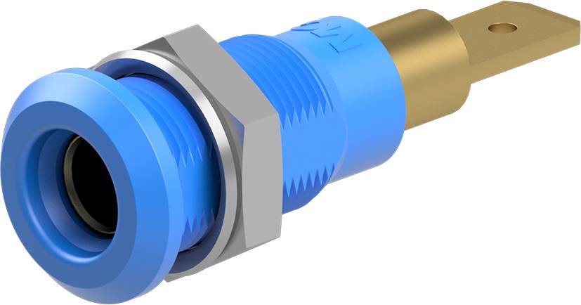 Stäubli LB4H-IF/A Einbaubuchse 4 mm vergoldet Flachstecker blau-0
