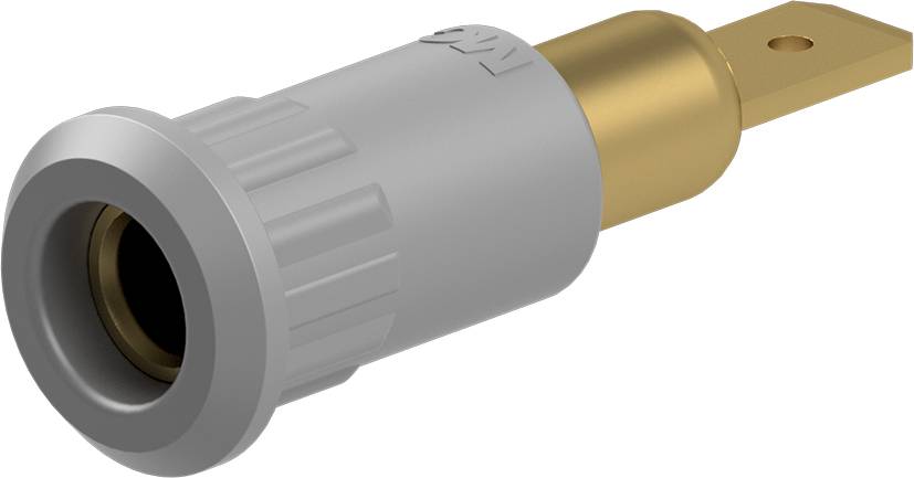 Stäubli EB4-IF/A Einpressbuchse 4 mm vergoldet Flachstecker grau-0