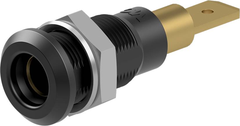 Stäubli LB4H-IF/A Einbaubuchse 4 mm vergoldet Flachstecker schwarz-0