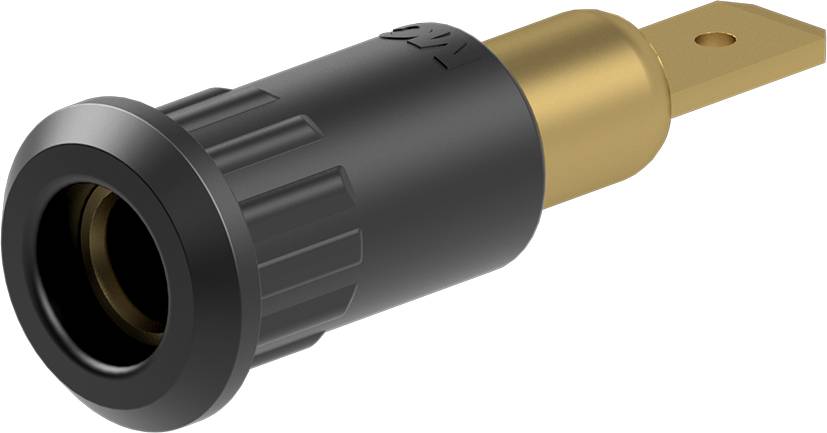Stäubli EB4-IF/A Einpressbuchse 4 mm vergoldet Flachstecker schwarz-0