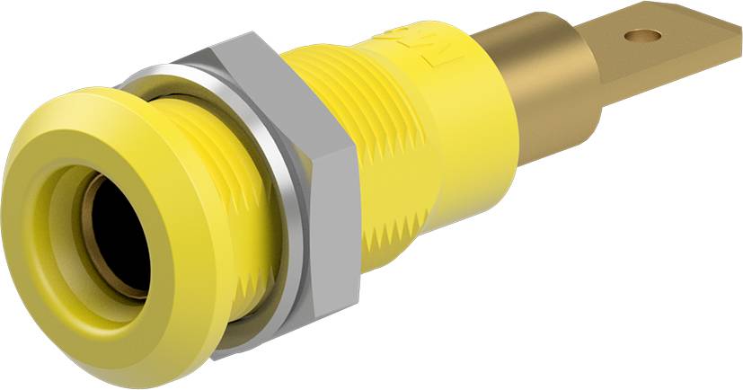 Stäubli LB4H-IF/A Einbaubuchse 4 mm vergoldet Flachstecker gelb-0