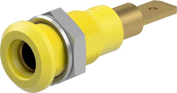 Stäubli LB4H-IF/A Einbaubuchse 4 mm vergoldet Flachstecker gelb