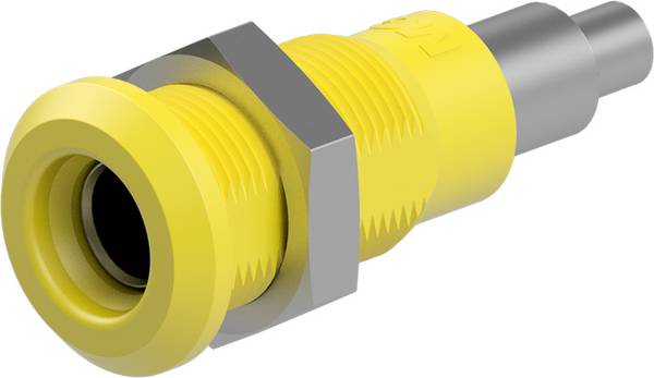 Stäubli LB4H-IE/N Einbaubuchse 4 mm vernickelt Lötanschluss gelb