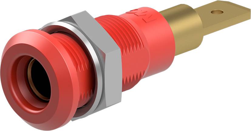 Stäubli LB4H-IF/A Einbaubuchse 4 mm vergoldet Flachstecker rot-0