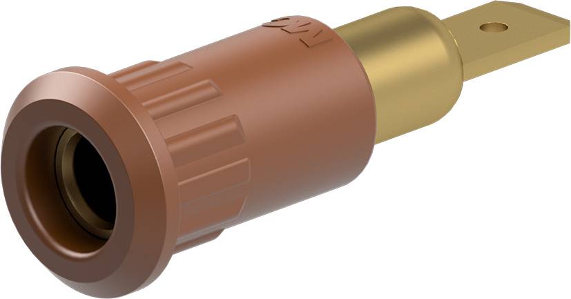 Stäubli EB4-IF/A Einpressbuchse 4 mm vergoldet Flachstecker braun-0