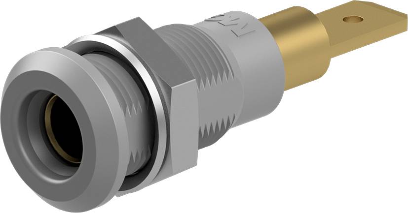 Stäubli LB4H-IF/A Einbaubuchse 4 mm vergoldet Flachstecker grau-0