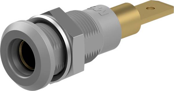 Stäubli LB4H-IF/A Einbaubuchse 4 mm vergoldet Flachstecker grau