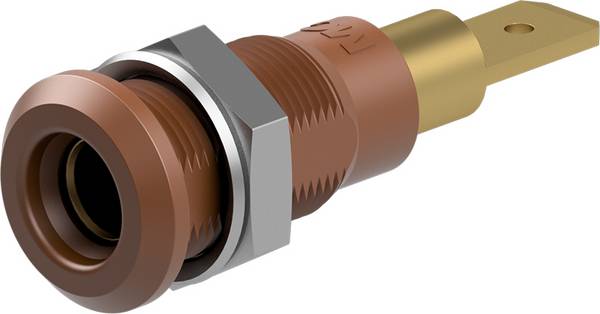 Stäubli LB4H-IF/A Einbaubuchse 4 mm vergoldet Flachstecker braun