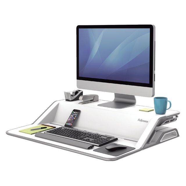 Lotus™ Sitz-Steh-Workstation HxBxT 140 x 832 x 616 mm weiß. Fellowes 57122649-10